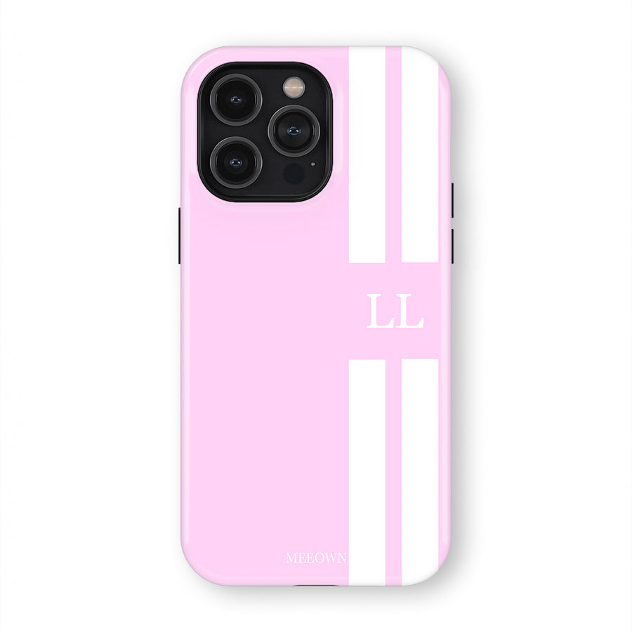 Pastel Pink Double Stripe Initial