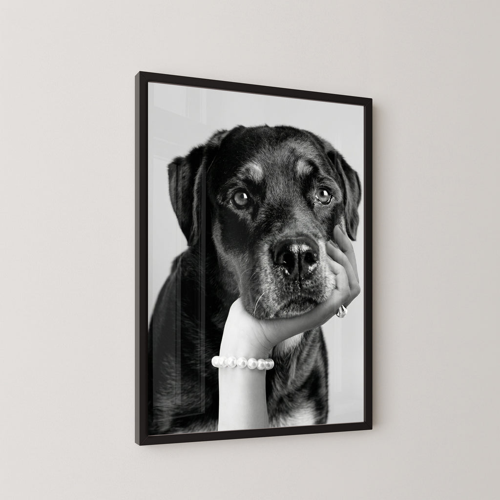 Black and White Pearl Paw Framed Print