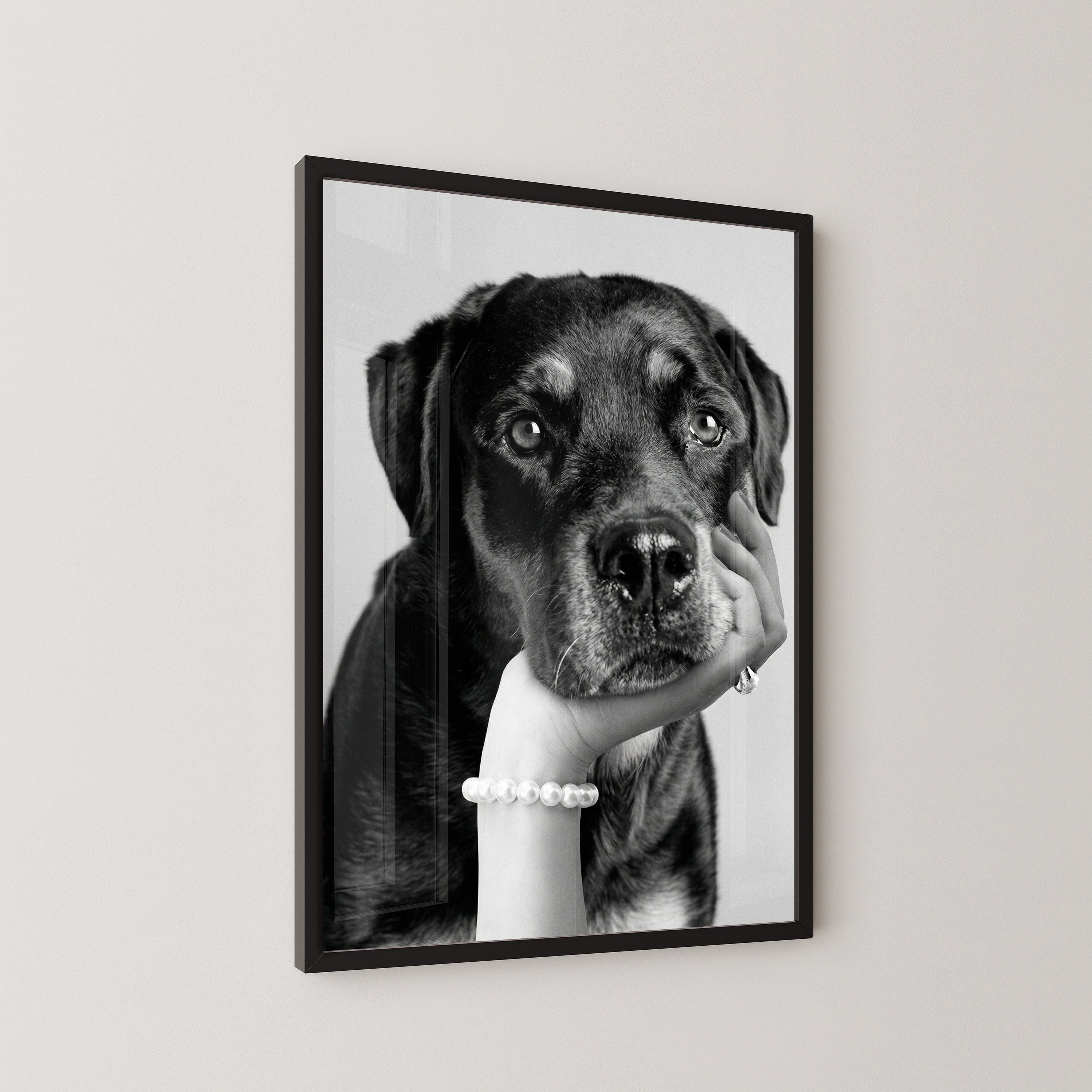 Black and White Pearl Paw Framed Print