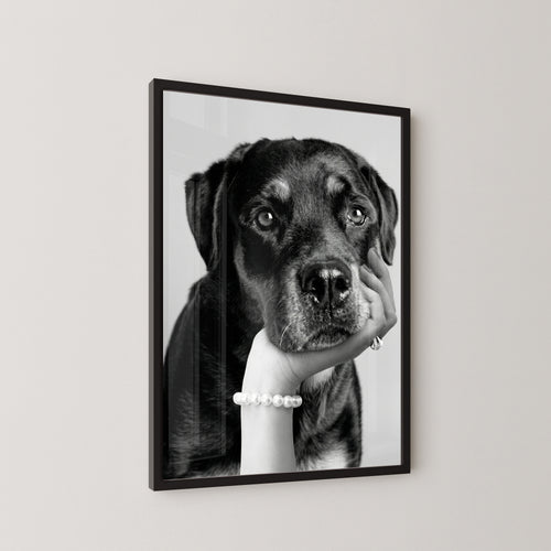 Black and White Pearl Paw Framed Print