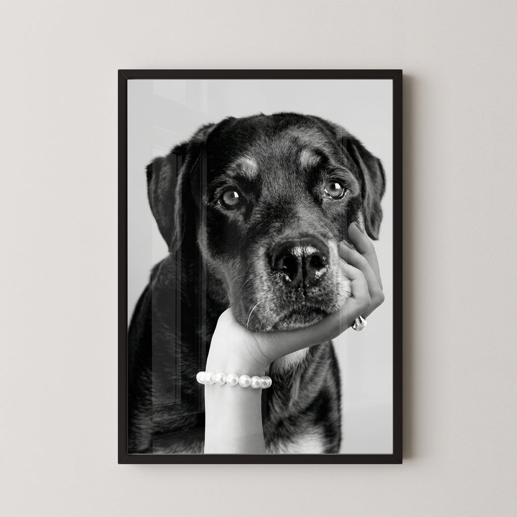 Black and White Pearl Paw Framed Print