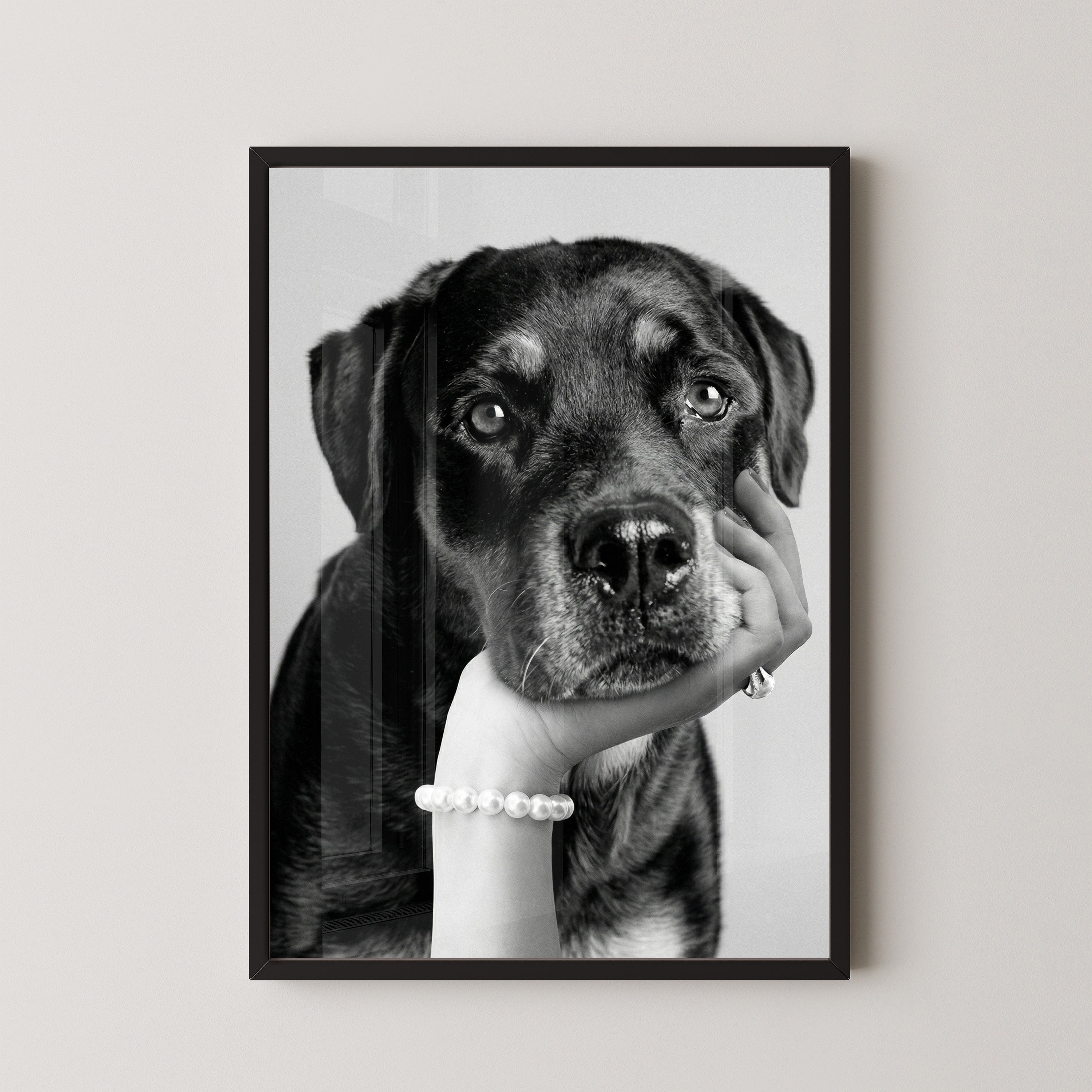 Black and White Pearl Paw Framed Print