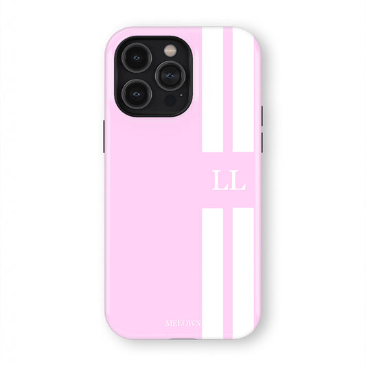 Pastel Pink Double Stripe Initial