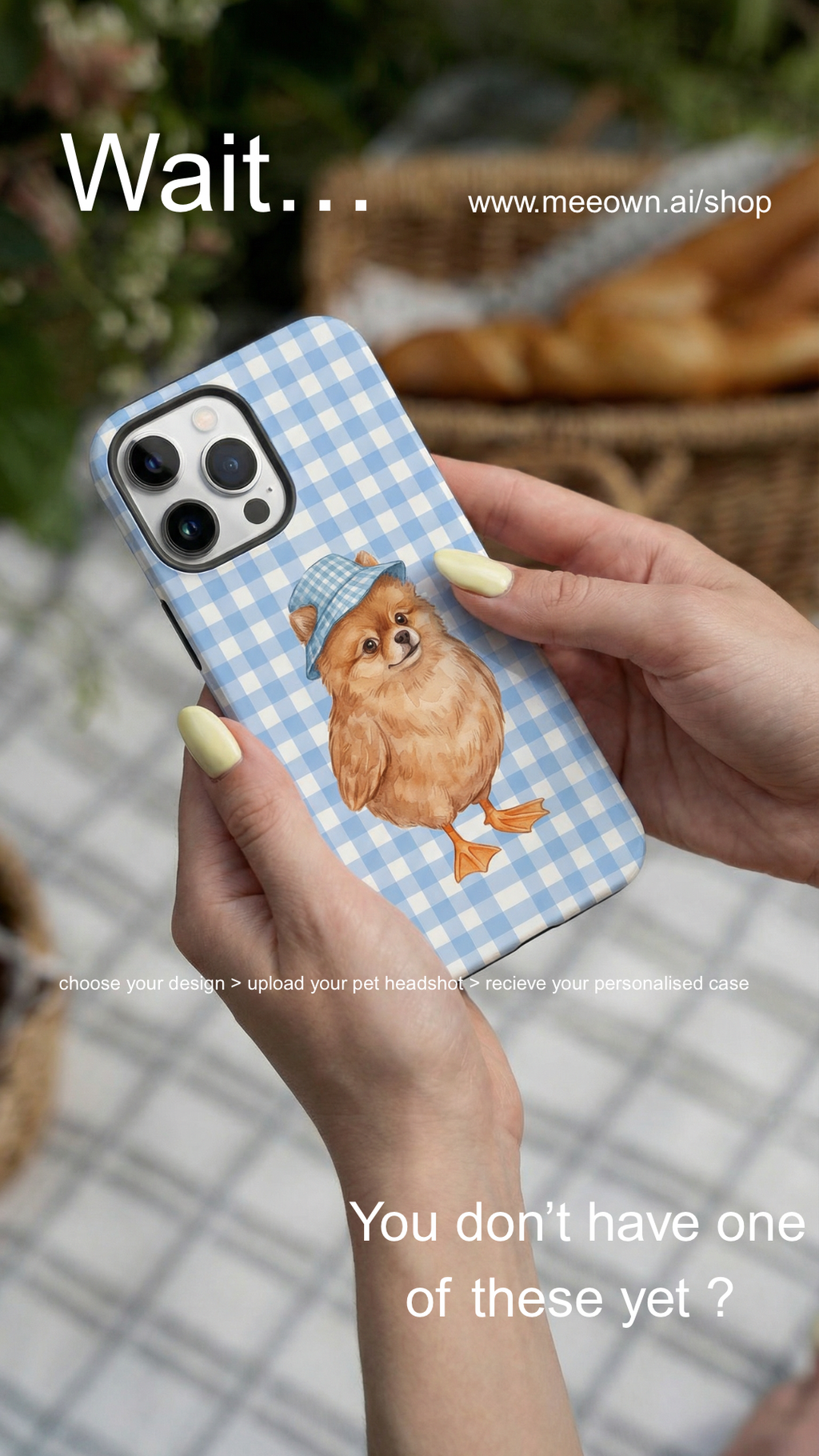 Blue Gingham Pet Case - Lifestyle