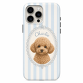 Charlie Blue Stripe Pet Portrait Phone Case