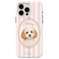 Daisy Pink Stripe Pet Portrait Phone Case