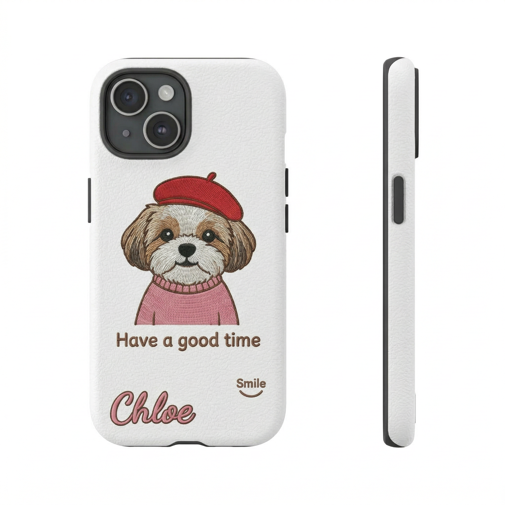 French Beret Pup Personalised Phone Case