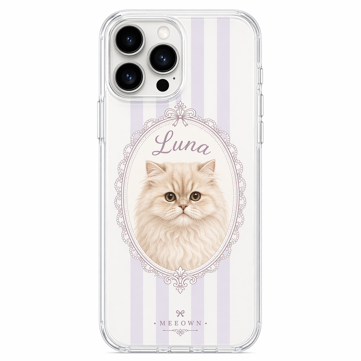 Luna Lavender Stripe TPU Pet Portrait Phone Case