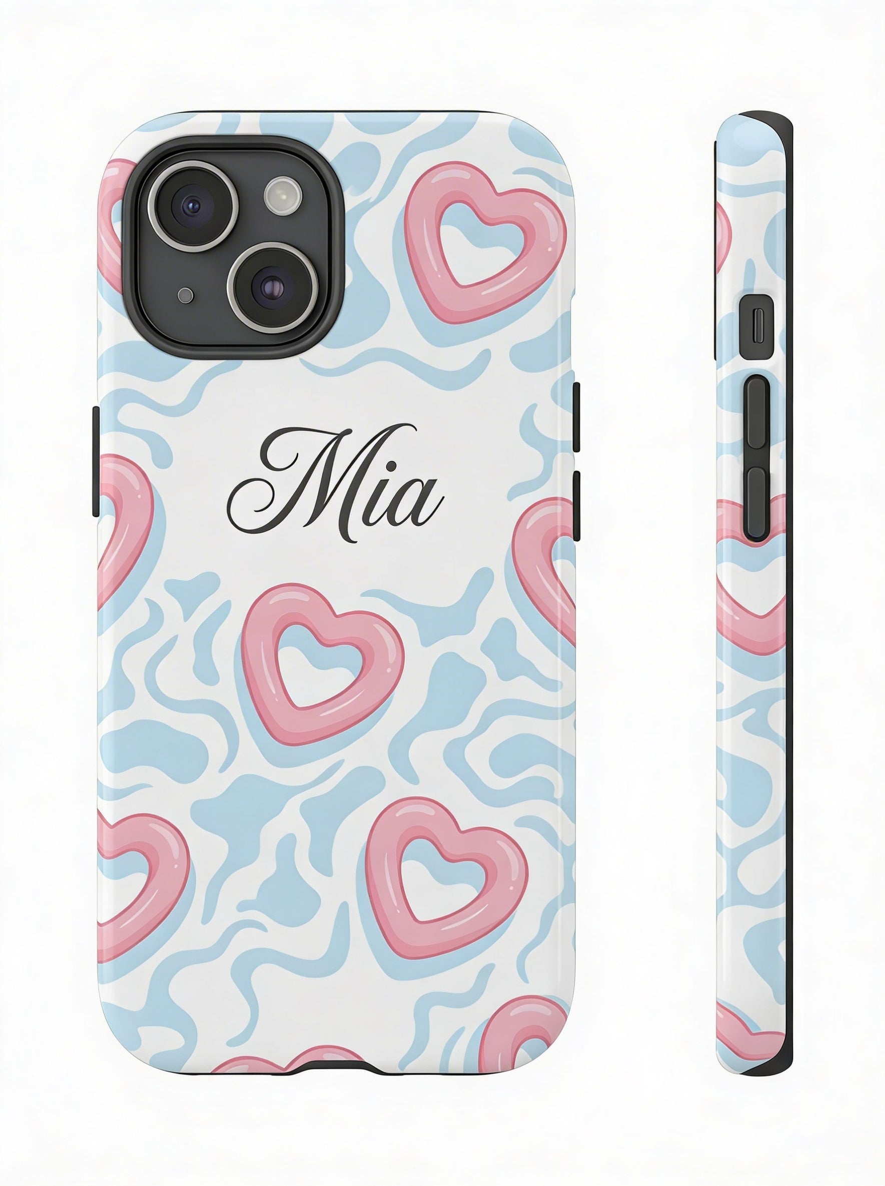 Pink Hearts Personalised Phone Case