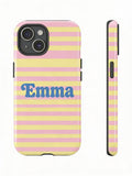 Pink Yellow Stripe Personalised Phone Case