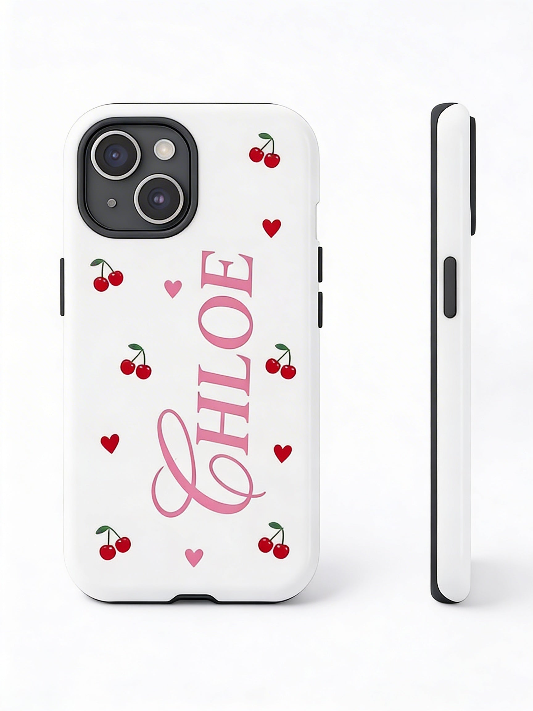 Cherries Hearts Personalised Phone Case
